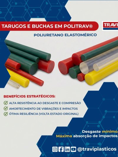 Versatilidade que transforma!
Na Travi, oferecemos tarugos em POLITRAV® (Poliuretano Elastomérico) com alta performance...