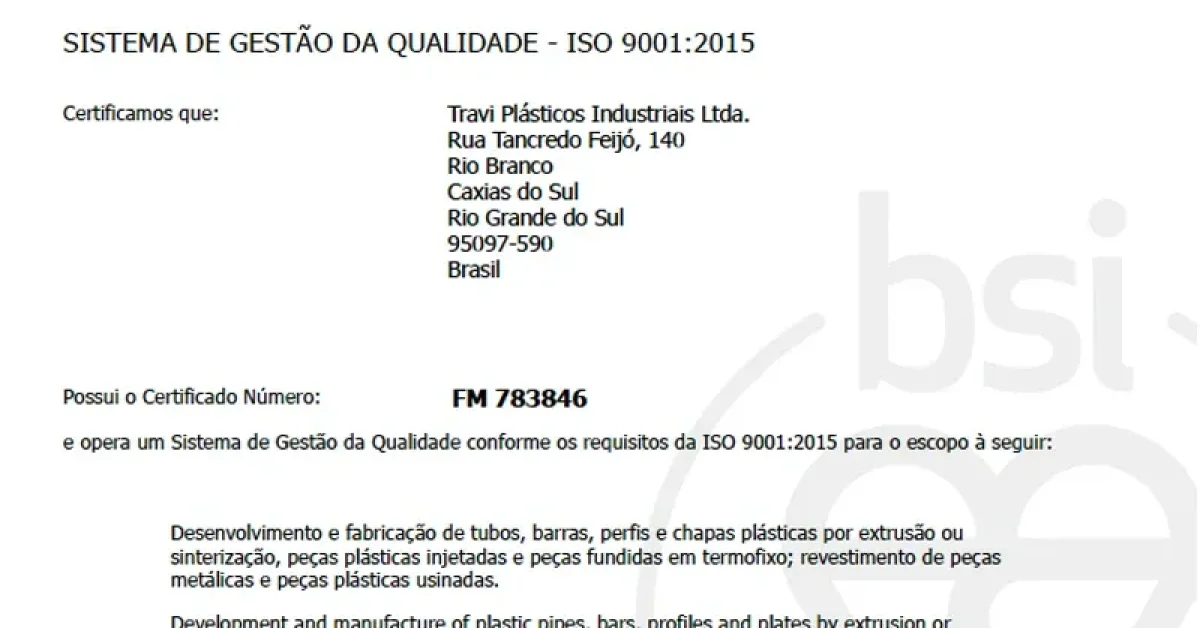 Certificado ISO 9001:2015