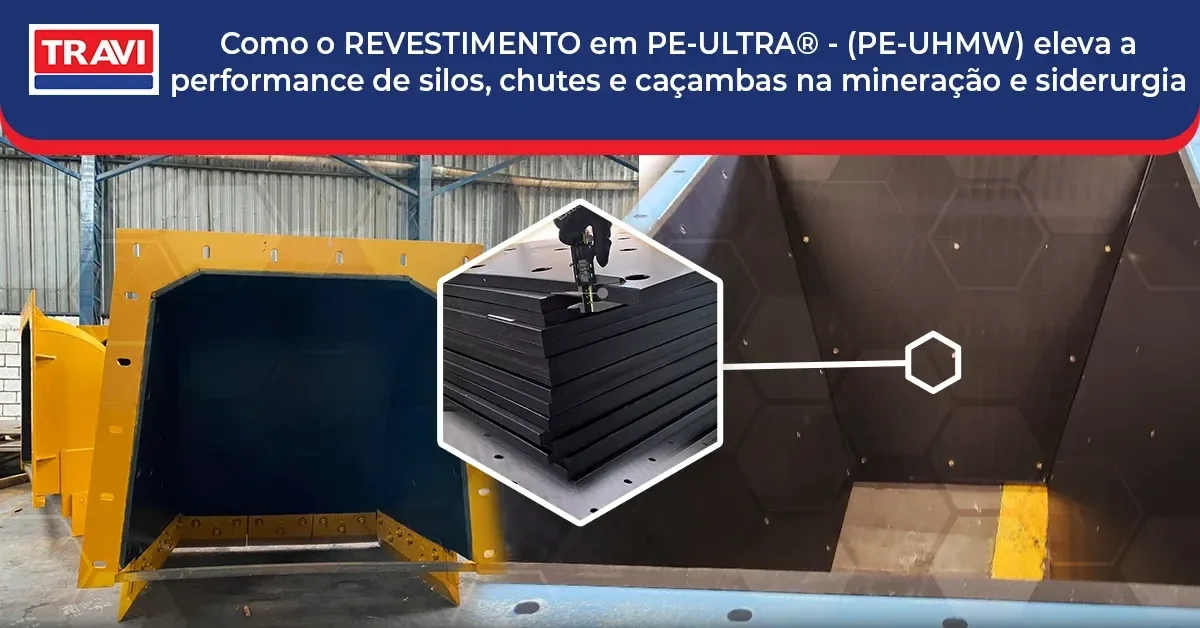Como o REVESTIMENTO em PE-ULTRA® - (PE-UHMW) eleva a performance de silos, chutes e caçambas na mineração e siderurgia Como o REVESTIMENTO em PE-ULTRA® - (PE-UHMW) eleva a performance de silos, chutes e caçambas na mineração e siderurgia