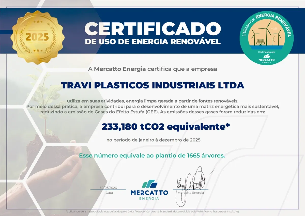 Travi conquista Certificação de Energia Renovável e reduz 301.760 tCO₂ equivalente em 2025